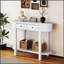 Elegant Retro Console Table with Curved Design and Smooth Glaze for Entryways, Living Rooms, and Hallways-1255035765