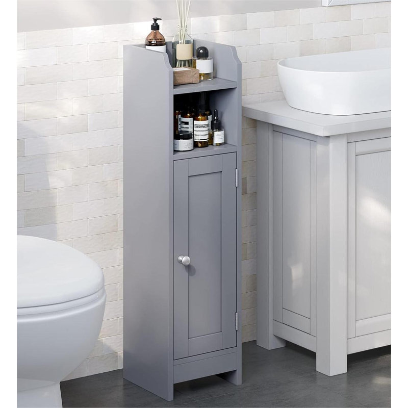 Armoire à linge autoportante en bois massif Narma, Gris