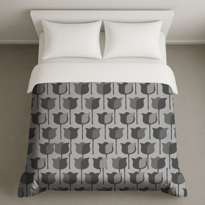 Gray Tulip Repetition Duvet Covers