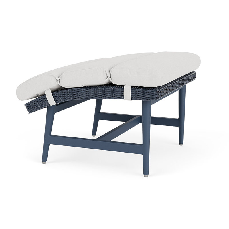 Cascade Outdoor Ottoman, Canvas Natural, Denim Blue