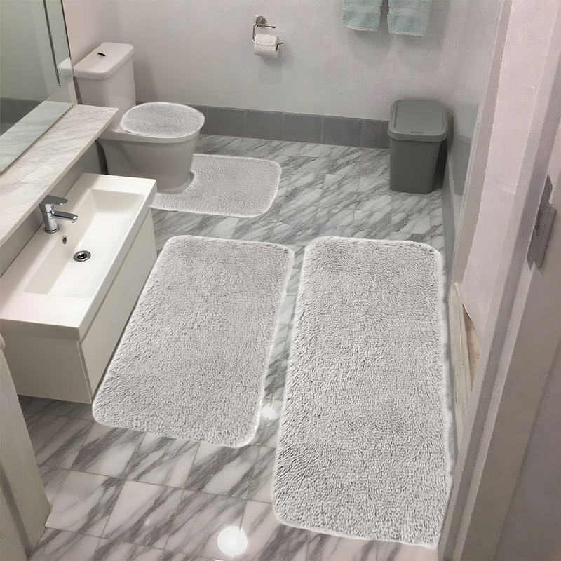 Ensemble de tapis de salle de bain 4 pièces, Gris