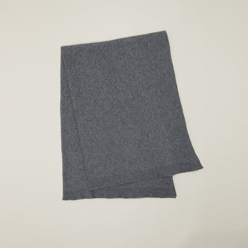 Gray Wool Knitted Throw Blanket