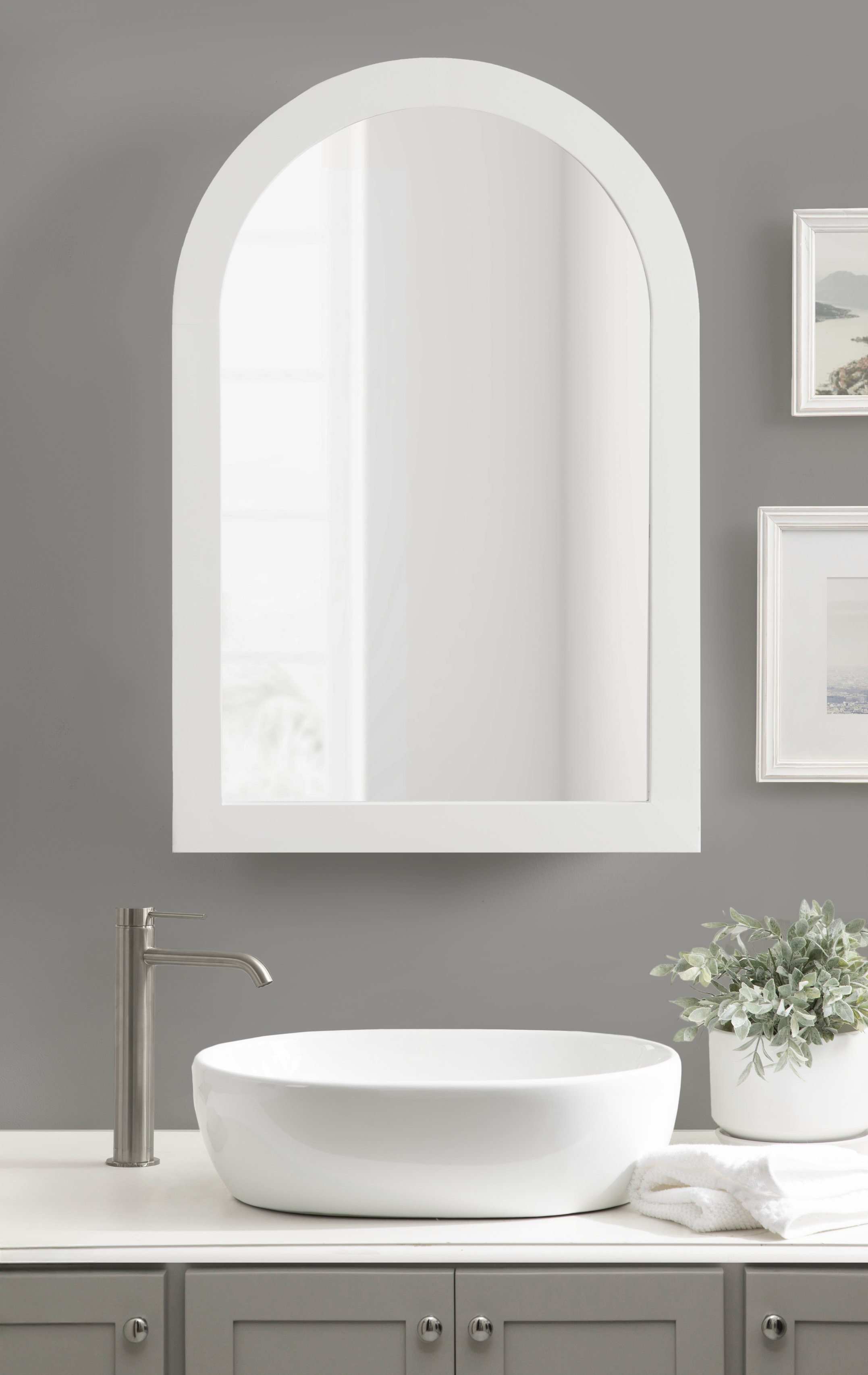 Red Barrel Studio® Arkland Wooden Arched Vanity Cabinet with Mirror ...