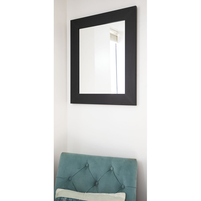 Engineered Wood Flat Wall Mirror, 60" H x 40" W, Black