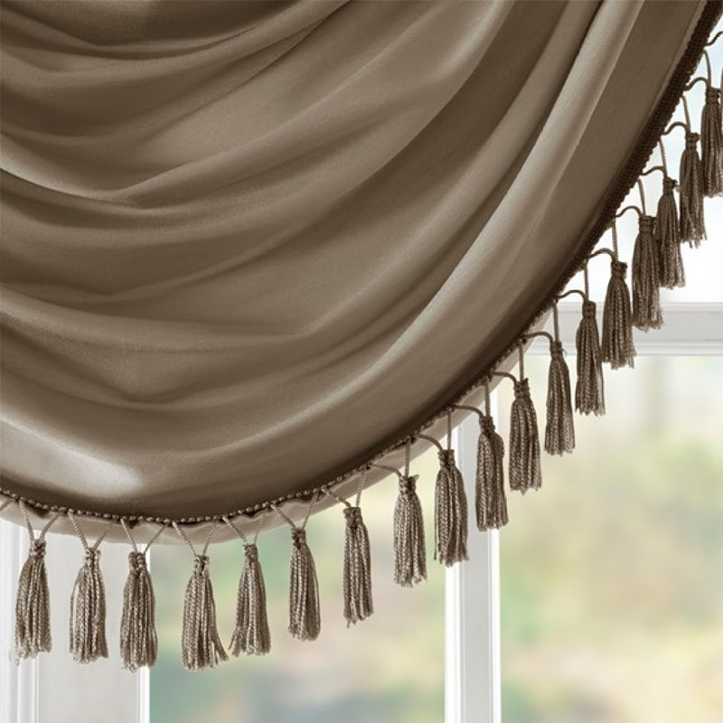 Faux Silk Waterfall Embellished Valance Bronze 38X46", Bronze