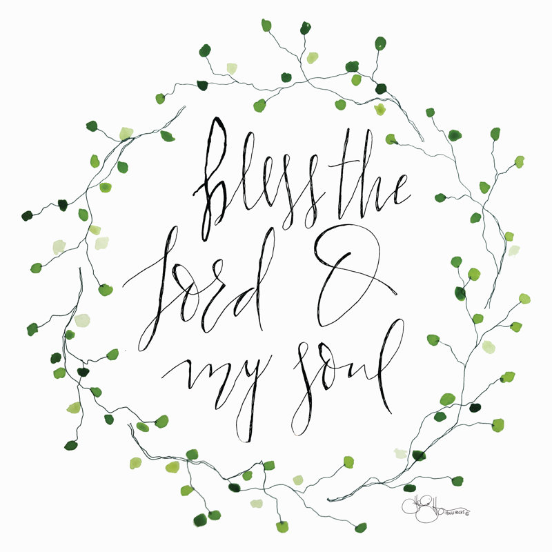 «Bless the Lord» - Art textuel, H 12 po x l 12 po, Non, Toile avec cadre flottant noir