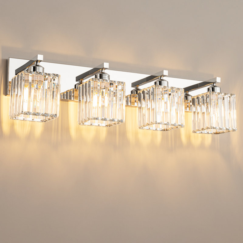 Éclairage pour meuble-lavabo à intensité variable Lanceton, Chrome chrome, Quatre lumières