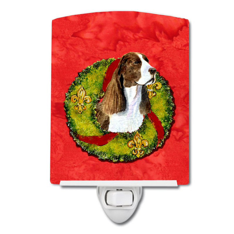 Éclairage de noël en céramique de noël cairn terrier, Springer anglais brun