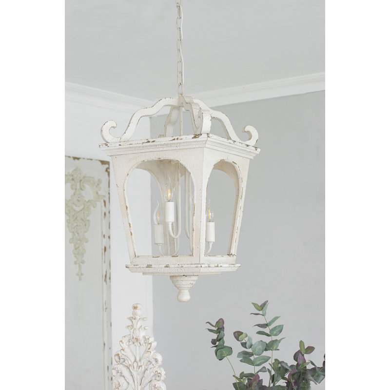 Ladwig 4 - Light Wood Dimmable Lantern Geometric Chandelier