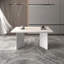 Table de salle à manger extensible pour 6 à 10 personnes - Finition moderne en faux marbre, blanc