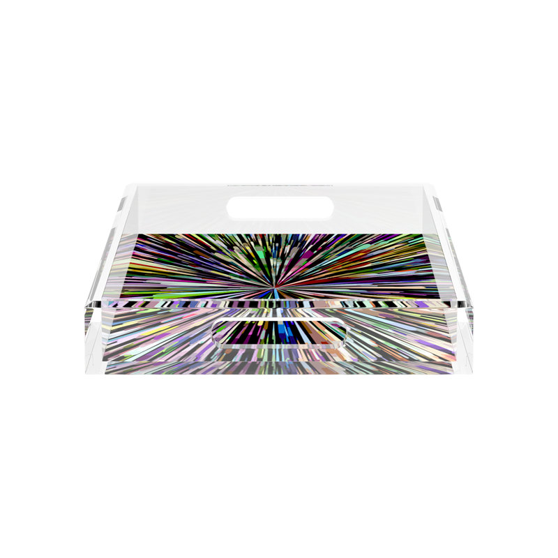 Fireworks Acrylic Rectangle Decorative Tray, Black, 2" H x 17" W x 10.5" D