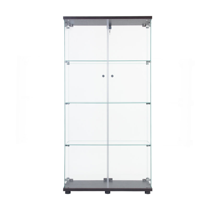 Vitrine vitrée à deux portes avec 4 tablettes, noir