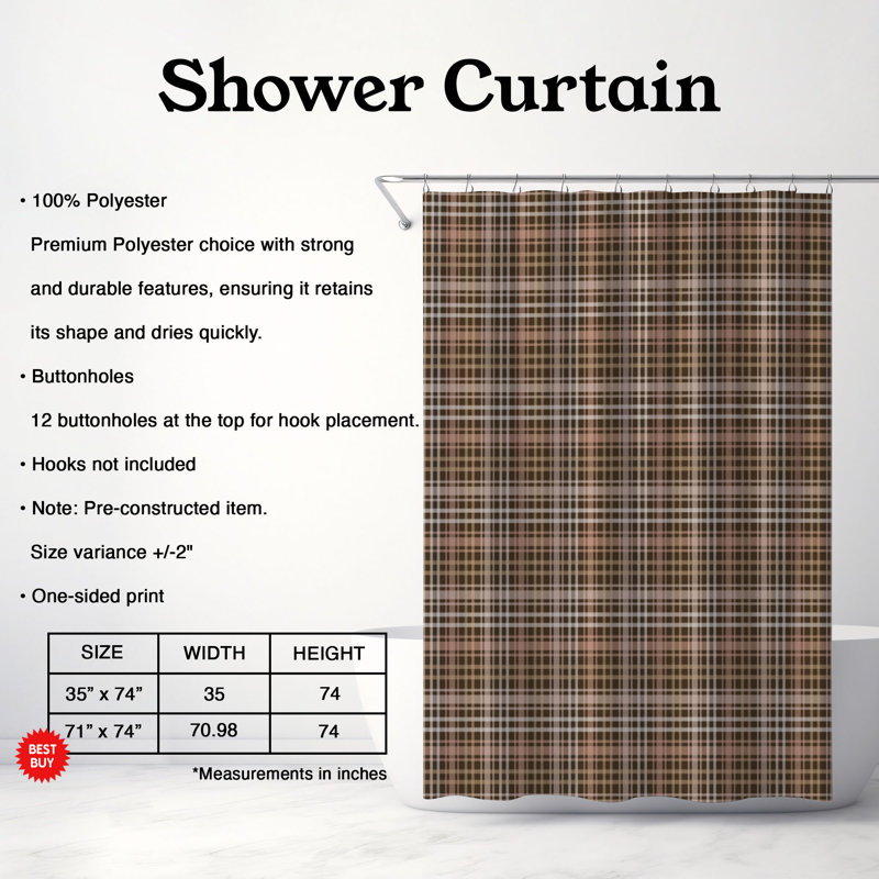 Peach Grid - Premium Shower Curtain, 74"H x 35"W