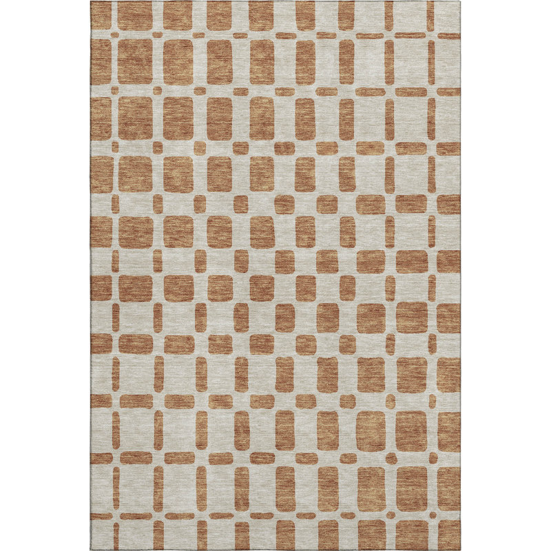 Tapis terre cuite lavable à la machine Premium Prisco, Rectangle 2 pi 6 po x 3 pi 10 po