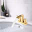 Robinet de salle de bain élégant à effet cascade, robinet de lavabo à deux poignées avec bec ouvert et commande d'eau chaude et froide-50929385