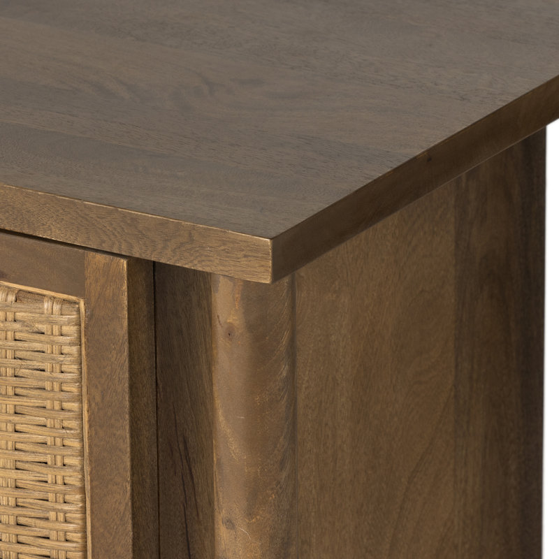 Veta 74'' W Solid Wood Sideboard, Taupe Cane