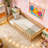 Twin Size Solid Wood Kids Floor Platform Bed for Toddler Bed Transition with Fence, No Door Included-425421562