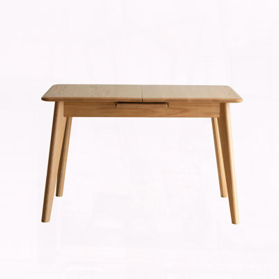 Natural Solid Oak Extendable Dining Table with Diagonal Legs and Metal Slide