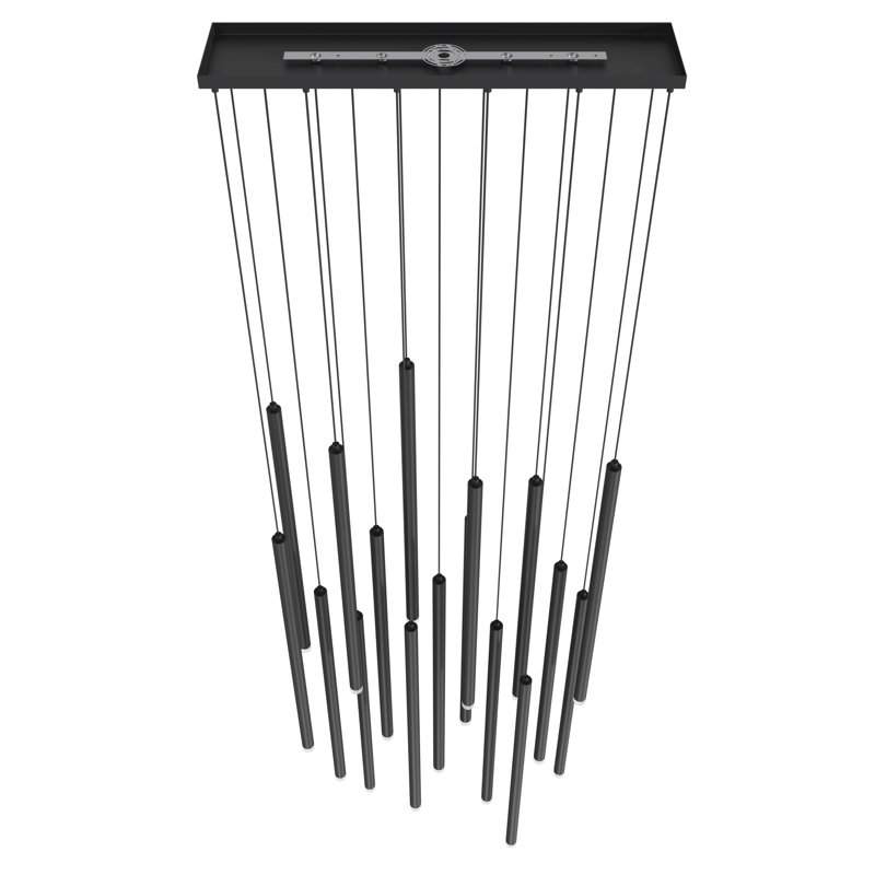 Luminaire suspendu cylindrique 17 lumières, Noir