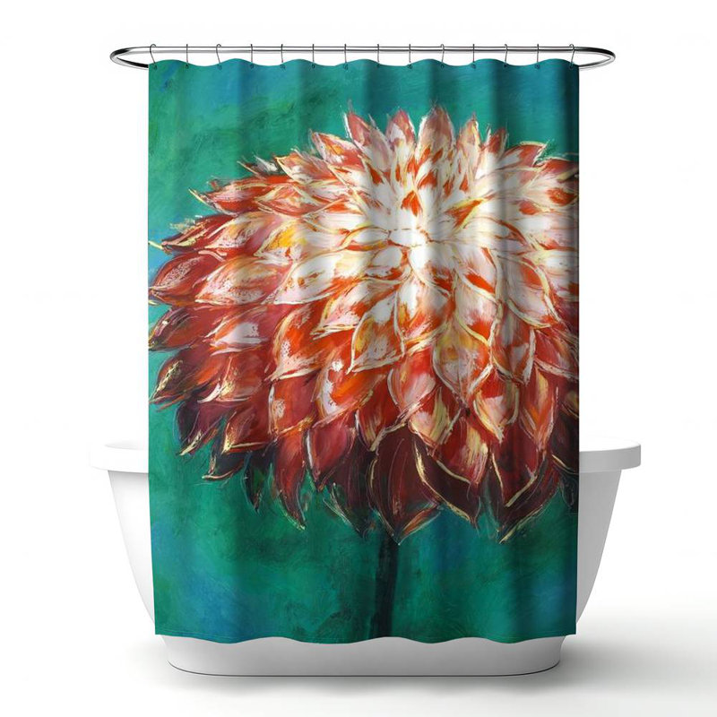 Shower Curtain FL150 – Polyester Shower Curtain, Dye Sublimation Print, 71" W × 74" L, Multicolor Green