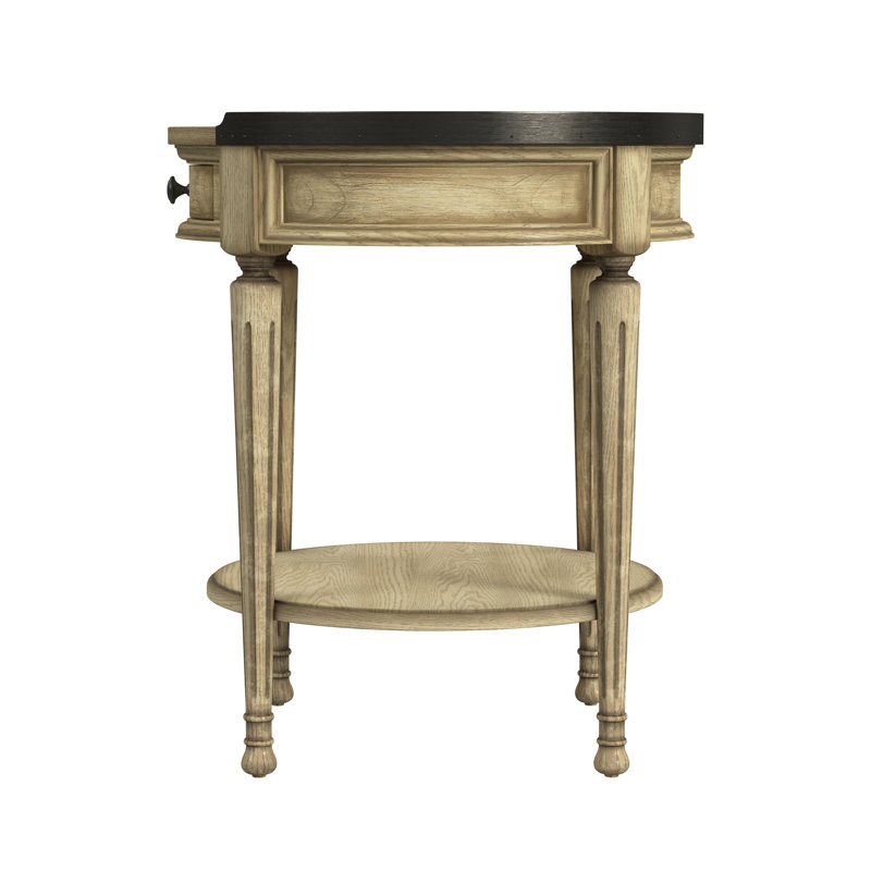 Sampson Side Table with Storage, Antique Beige