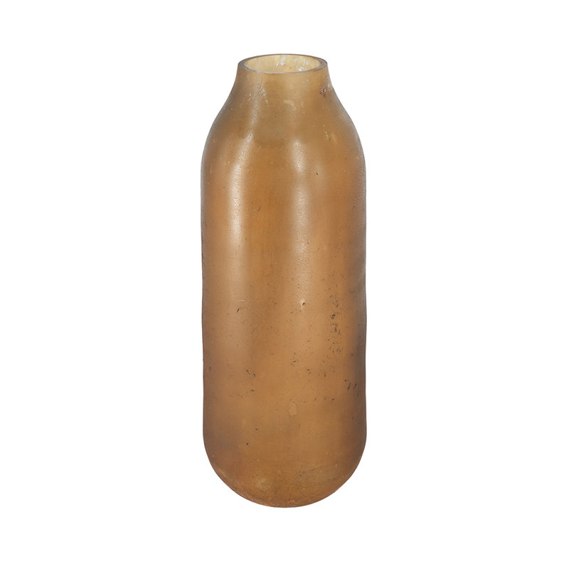 16" Amber Brown Glass Table Vase