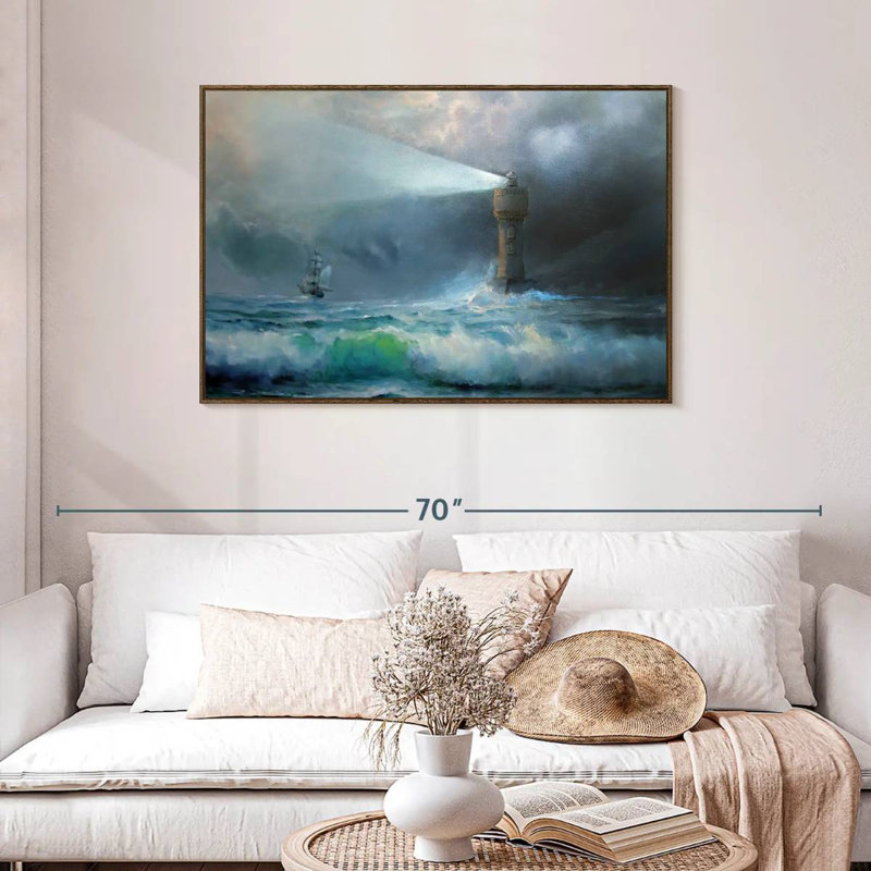 Ciel orageux, 43 po x 29 po, Cadre flottant noyer