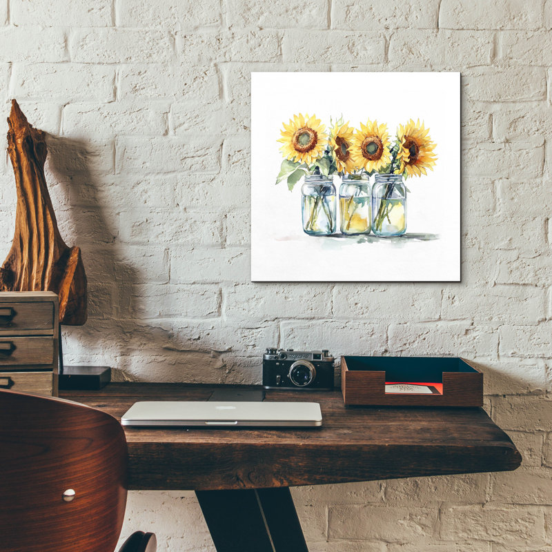 «Sunflower Composition» par Svetlana Aleynikova, art mural en verre acrylique, H 12 po x l 12 po x P 0,13 po