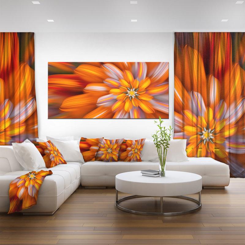 Impression sur toile Massive Orange Fractal, H 28 po x l 60 po, Toile tendue