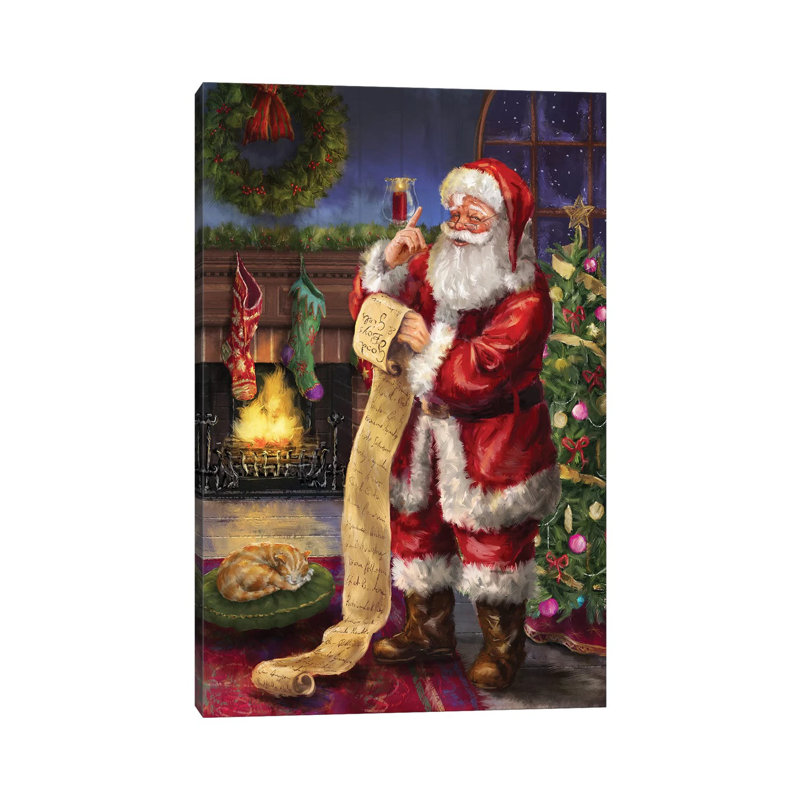 Père Noël avec sa liste - impression sur toile tendue, 18'' H x 12'' W x 1.5'' D