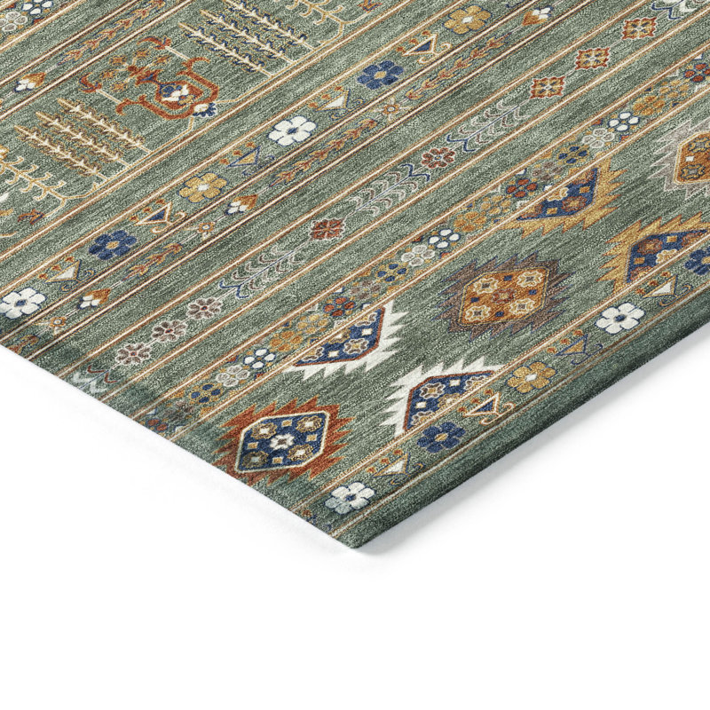 Tapis Navajo intérieur / extérieur lavable à la machine Brenden ACN2244, Rectangle 10 pi x 14 pi