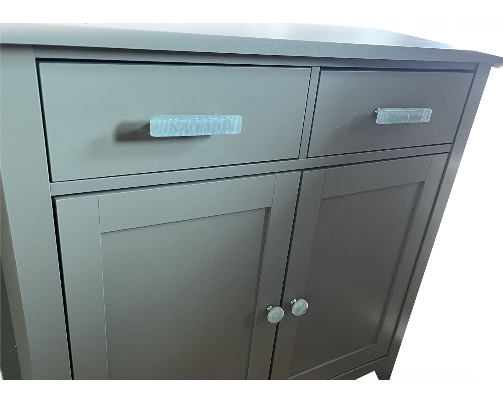 Glacier Skinny Rectangular Cabinet Knob, Satin Nickel, Light Aqua