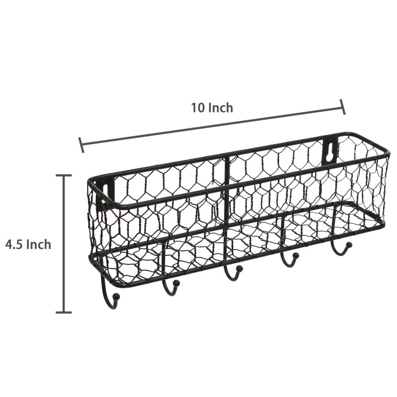 Pouliot Wall Key Organiser with Key Hooks and Mail Storage