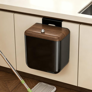 3.2 Gallon Compost Bin Under Sink Hanging Trash Can With Lid For Kitchen Cupboard Bathroom Bedroom Black