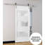 Porte de grange robuste en verre givré 3 lumières Lucia 4070 en acier inoxydable 6,6 pi avec crochets pour portes intérieures-106926033