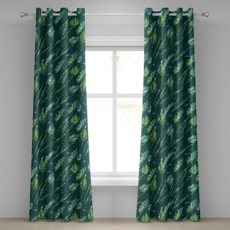 Rideau à œillets à motif floral avec œillets dans la jungle de Bohème 50 po x 96 po Dakota Fields, L 50 po x L 108 po