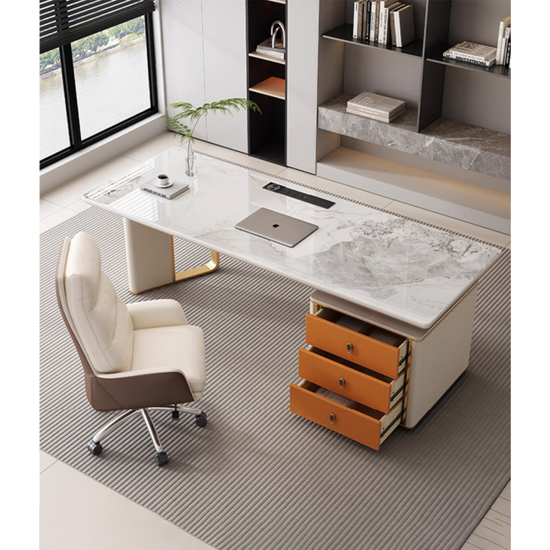 Bureau de comptoir léger et luxueux, 29.53" H x 55.12" W x 27.56" D, Orange