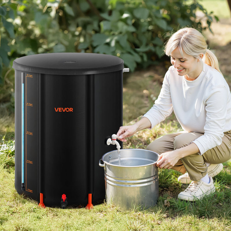 Capteur de pluie pliable avec robinet et trop-plein 53 gallons