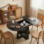 Table de salle à manger ronde extensible peu encombrante avec rangement caché et base en croix, table ronde extensible pour 4 à 6 personnes, table de cuisine-1532615286