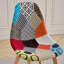 40.5cm Patchwork Linen Nordic style Dining Chairs with Solid Wood Legs-642592256