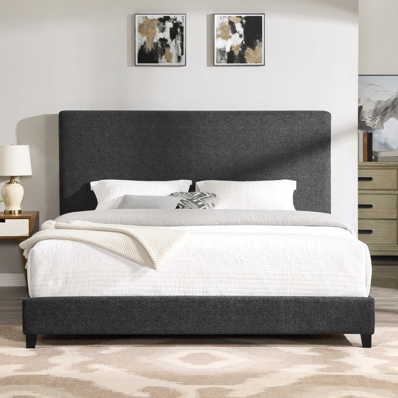 Lit plateforme tapissier gris anthracite