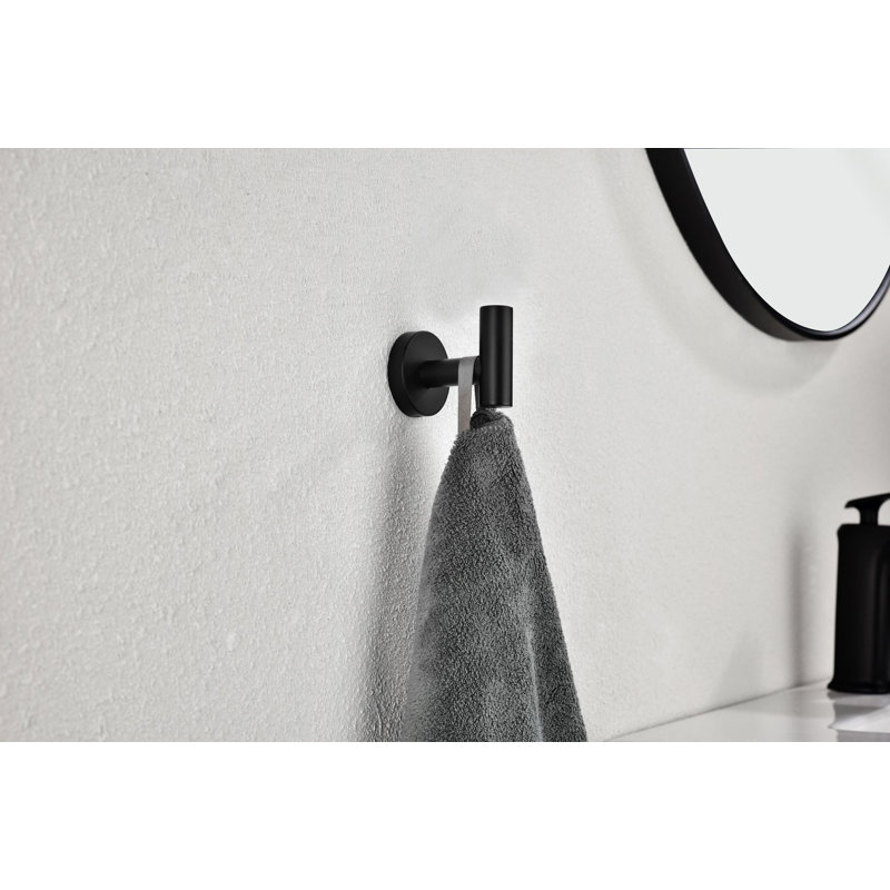 6 Pack Bathroom Towel Hooks Coat Hooks Shower Kitchen Wall Hooks, Matte Black