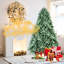 Arbre de Noël 6 pi avec teinte bleue, extrémités en PE 1878, structure à charnières pour une installation rapide, base en métal