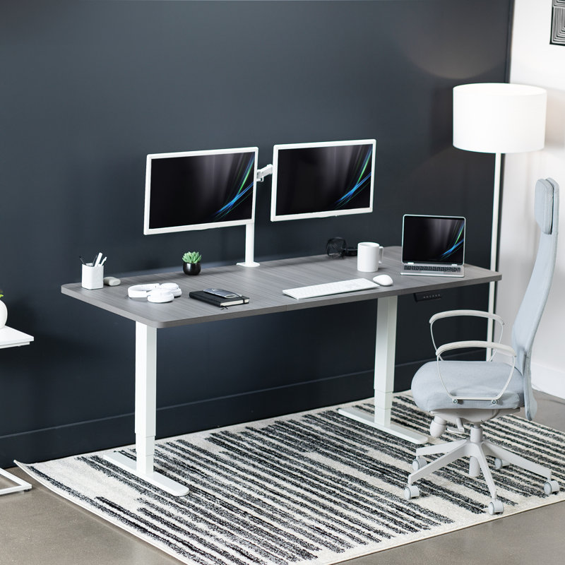 Electric 71" x 30" Stand Up Desk Workstation, 2B7B Series, 25.4'' H x 71'' W x 30'' D, Dark Gray/White