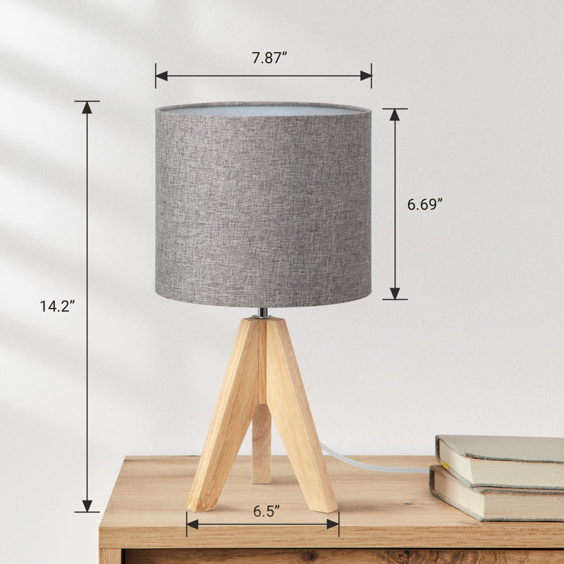 Riverton Wood Tripod Lamp, Grey