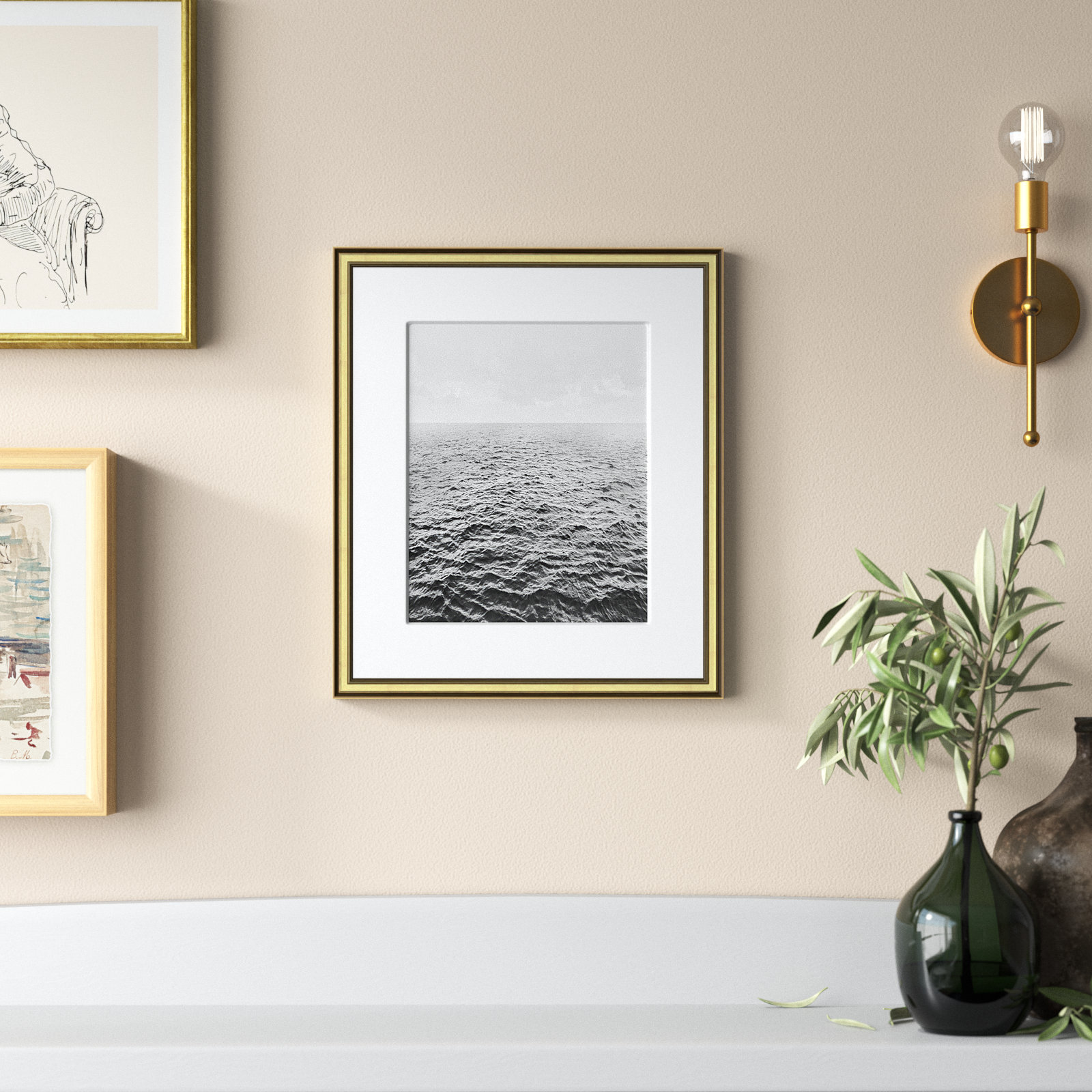 Anali "Rolling in" Print by Mike Calascibetta, Gold, 14.25" W x 16.25" H x 0.875" D