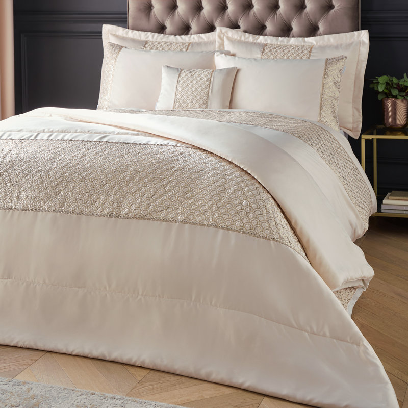 Deco Sequin Quilted Pillow sham Pair, Gold