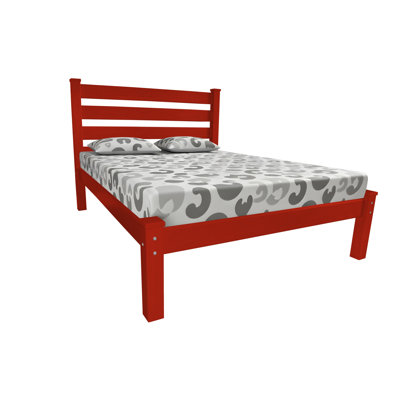  Cadre de lit double en bois massif Fairmont - rouge, double