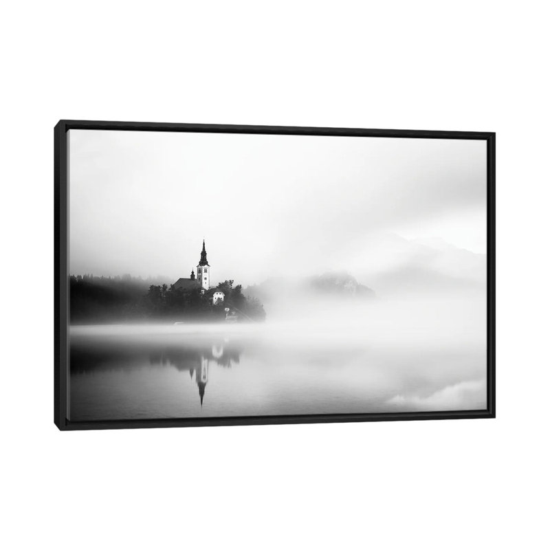 Sunrise at Lake Bled 1 Piece Floater Frame Wall Art on Canvas