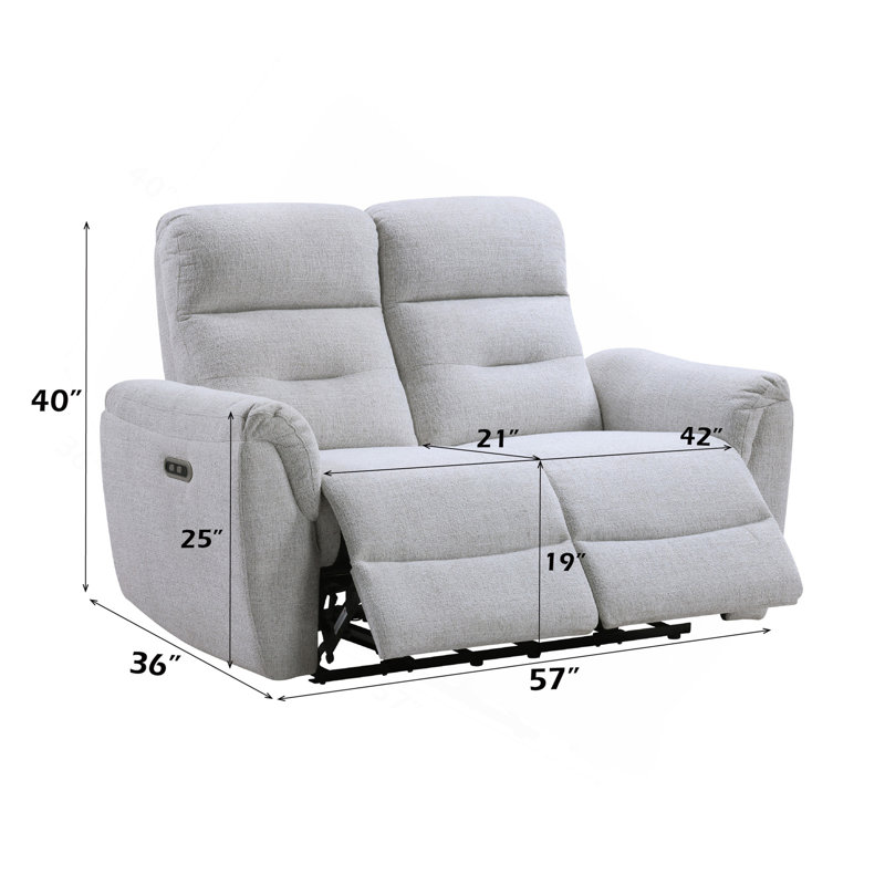 Eastre Gray Chenille Power Motion Loveseat W/USB Port